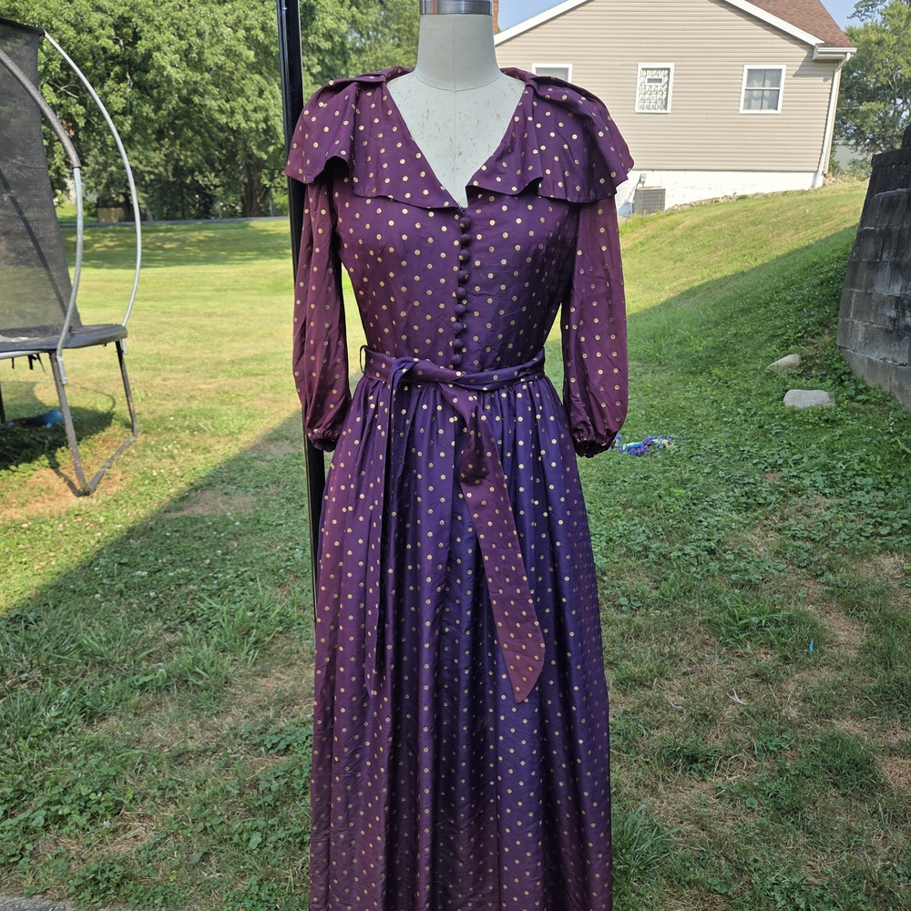 Elegant Purple Polka Dot Dress